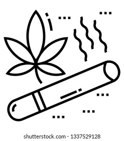 Cannabis Cigarette, line vector icon, 
