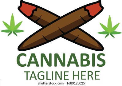 Cannabis Cigarette Logo Vector Design