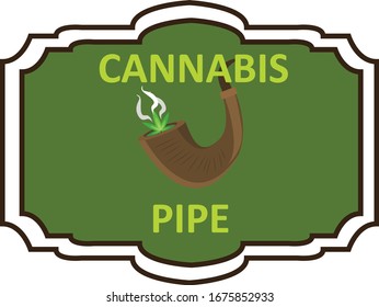 Cannabis Cigarrete Pipe Logo Vector Design