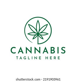 cannabis with circle vector logo design