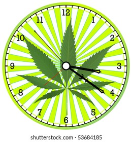 cannabis clock, abstract vector art illustration