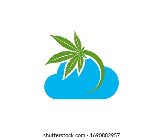 Plantilla vectorial de diseño del logotipo de nube de cannabis. Canabis creativo con fondo blanco