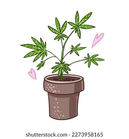 Conos de cannabis. Sucursal de marihuana, vectorial Ilustración de maleza médica