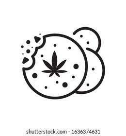 Cannabis cookie black line vector icon