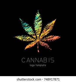 Cannabis creative logo. Marijuana colourful symbol