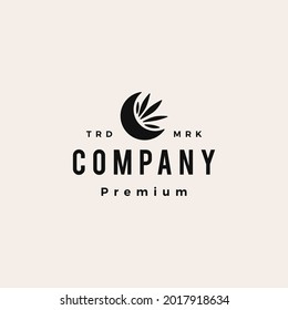 cannabis crescent moon hipster vintage logo vector icon illustration