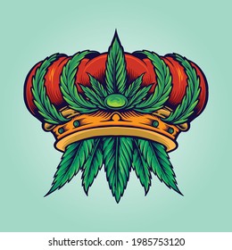 Cannabis Crown Logo Hemp Mascot Vector illustrations for your work Logo, mascot merchandise t-shirt, stickers and Label designs, poster, greeting cards advertising business company or brands.