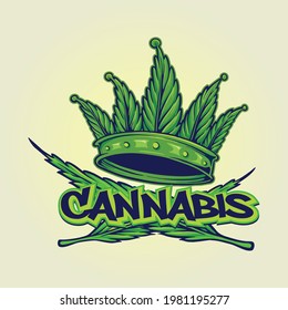 Cannabis Crown Logo Hip Hop Style Vector illustrations for your work Logo, mascot merchandise t-shirt, stickers and Label designs, poster, greeting cards advertising business company or brands.