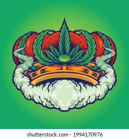 Cannabis Crown Smoke Premium Logo Weed Vector illustrations for your work Logo, mascot merchandise t-shirt, stickers and Label designs, poster, greeting cards advertising business company or brands.