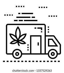 Cannabis Delivery, line vector icon, 