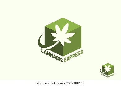 Cannabis Delivery Logo Design. Simple And Sleek Marijuana, Weed Logo Design Template Vector Illustration.