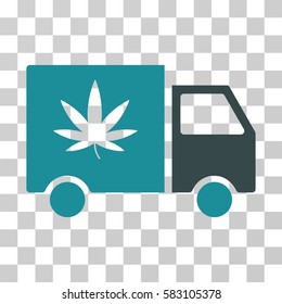Cannabis Delivery Van vector icon. Illustration style is a flat iconic bicolor soft blue symbol on a transparent background.