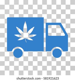 Cannabis Delivery Van vector pictogram. Illustration style is a flat iconic cobalt symbol on a transparent background.