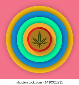 Cannabis design vector circle colorful logo concept.