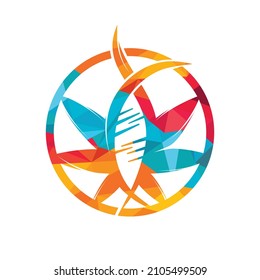 Diseño del logotipo del vector de cannabis y ADN. Logo del ADN de la biotecnología de cannabis.