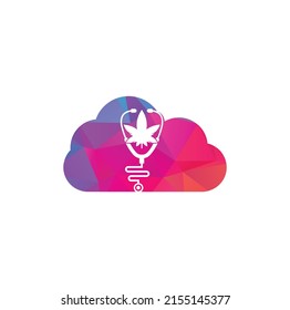 Cannabis Doctor cloud shape concept Logo vector. Stethoscope cannabis logo design template.	
