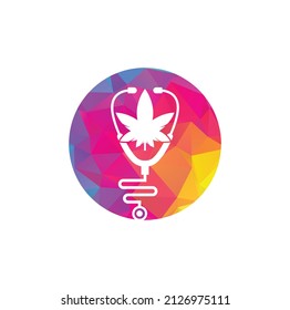 Cannabis Doctor Logo-Vektorgrafik. Designvorlage für das Stethoscope-Cannabis-Logo