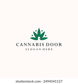 cannabis door logo icon design template vector illustration