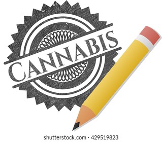 Cannabis draw with pencil effect