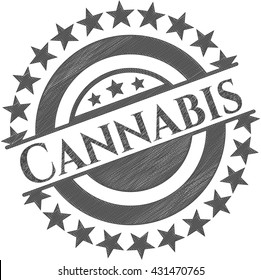 Cannabis draw with pencil effect