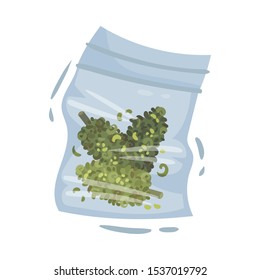 Cannabis Dried Seeds in Package Vector Object Isolated On White Background
