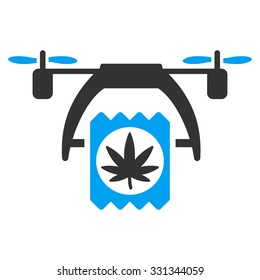 Cannabis Drone Delivery vector icon. Style is flat symbol, rounded angles, white background.