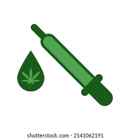 Cannabis-Tröpfchen-Vektorsymbol auf weißem Hintergrund