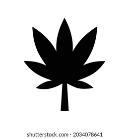 Cannabis, drug, marihuana, grass icon. Rounded black design.