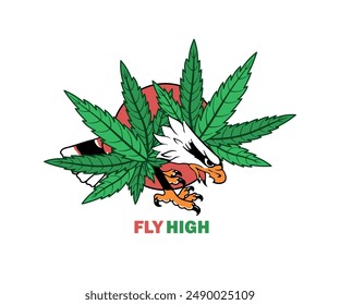 Cannabis Eagle Fly High Free Vector