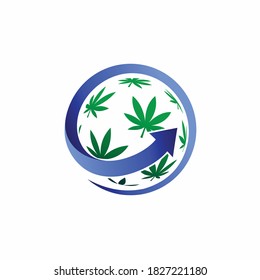 cannabis earth globe with arrow vector