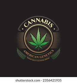 Cannabis elegantes Vektorsymbol. Klassischer Dekorationsstil