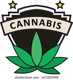 Cannabis Emblem Logo Vector Design