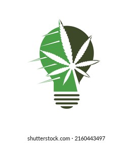 Diseño del logotipo del vector de la bombilla de luz de cannabis. Diseño del logotipo de ilustración para cannabis en bulbo.