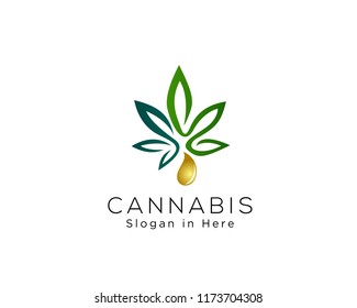 Cannabis Essence Oil Drop Logo Design