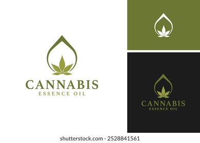 Cannabis essence oil logo design vector template illustration idea