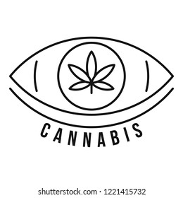 Cannabis eye logo. Outline cannabis eye vector logo for web design isolated on white background