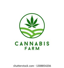 Cannabis farm green leaf logo design inspiration