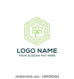 Cannabis farm logo vector design template