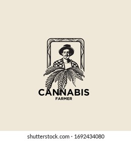 cannabis farmer logo hand drawn