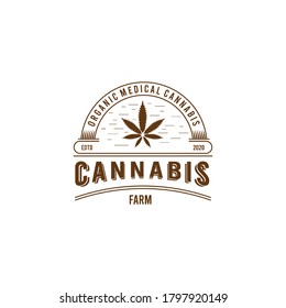 cannabis farming vintage emblem logo