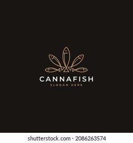 
Cannabis fish logo design vector illustration