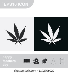 Cannabis flat black and white vector icon.