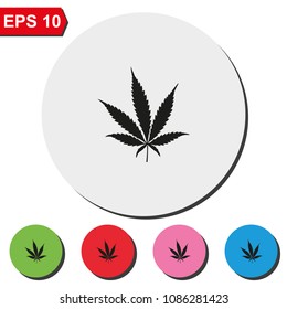 Cannabis flat round colorful vector icon.