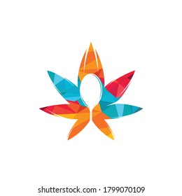 Comida de cannabis con diseño de logotipo vectorial de cuchara. Hoja verde de marihuana con diseño de icono de cuchara.