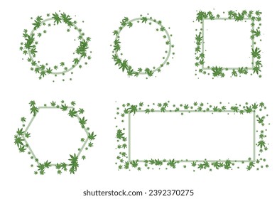 Cannabis Frame featuring cannabis leaves, perfect for designs in the medical, culinary, or cannabis industry. Vector illustration.