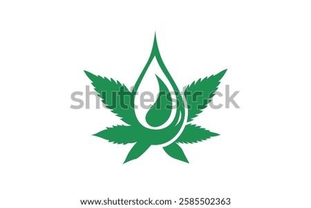 Cannabis Ganja Marijuana Leaf Hemp Oil Drop Extract Logo Design Vector Pro Vector