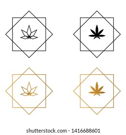 Cannabis in geometric polygonal frame vector illustration