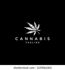 Cannabis geometric polygonal logo vector icon design template