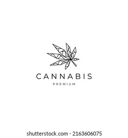 Cannabis geometric polygonal logo vector icon design template