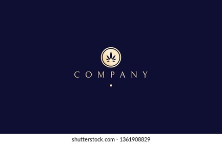 Cannabis Golden leaf vector circle logo design